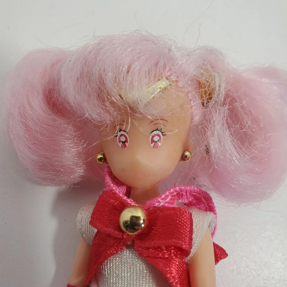 Chibi Moon 5 Inch Doll 1997 Pink Hair Red White Removable Outfit Sailor - Picture 11 of 11